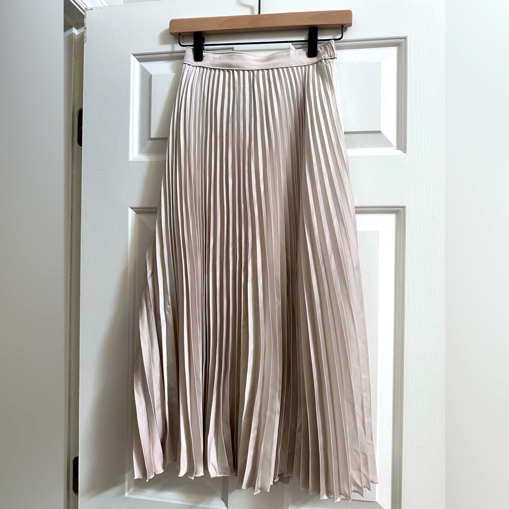 Abercrombie Pleated Satin Midi Skirt